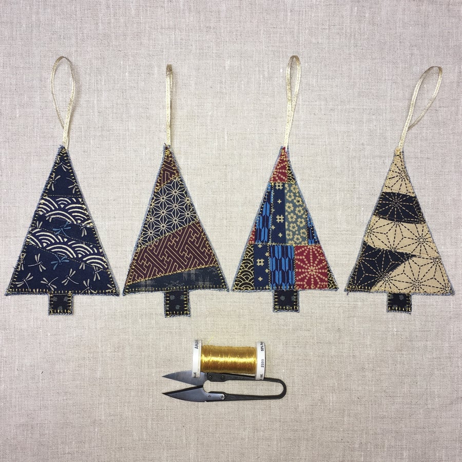 Japanese Fabric Christmas Tree Decorations Christmas Card
