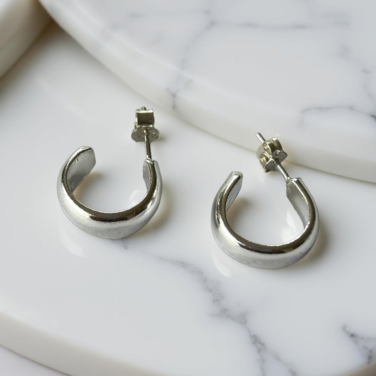 Small Silver Stud Hoop Earrings