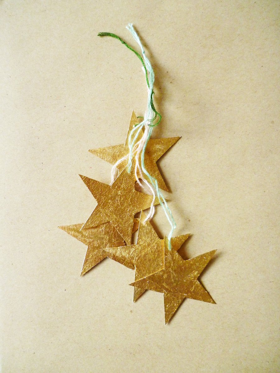 Free Postage  - Tiny Gold Leaf Star Christmas Decoration 