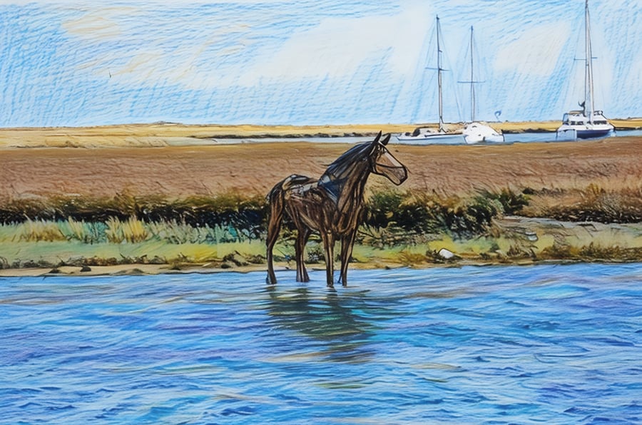 Horse Statue Wells-Next-Sea Norfolk Greeting Card A5 