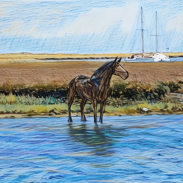 Horse Statue Wells-Next-Sea Norfolk Greeting Card A5 