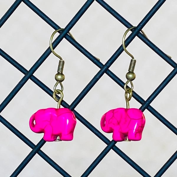 Pink elephant earrings