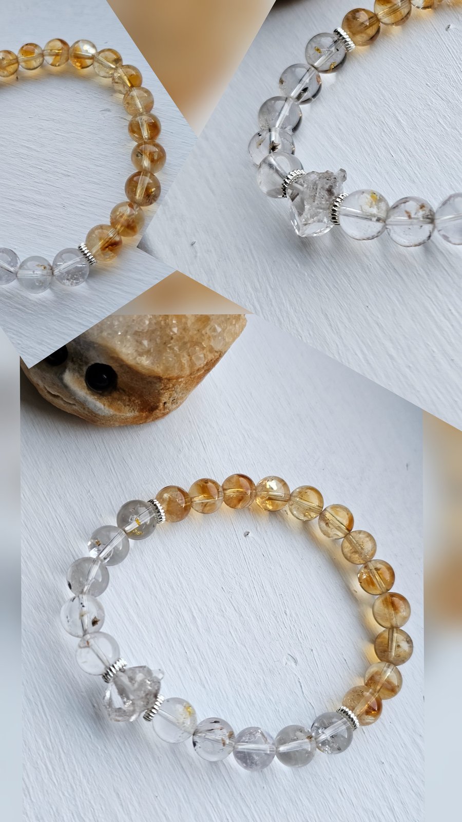 Citrine Clear Quartz With Herkimers Diamond Bracelet Abundance Manifester