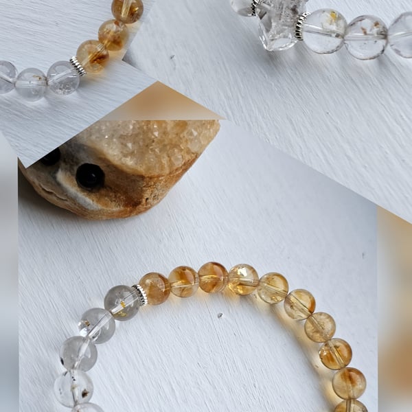 Citrine Clear Quartz With Herkimers Diamond Bracelet Abundance Manifester