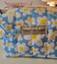 Blue Daisies Quilted Bag, Quilted Block Bag, Blue make up bag