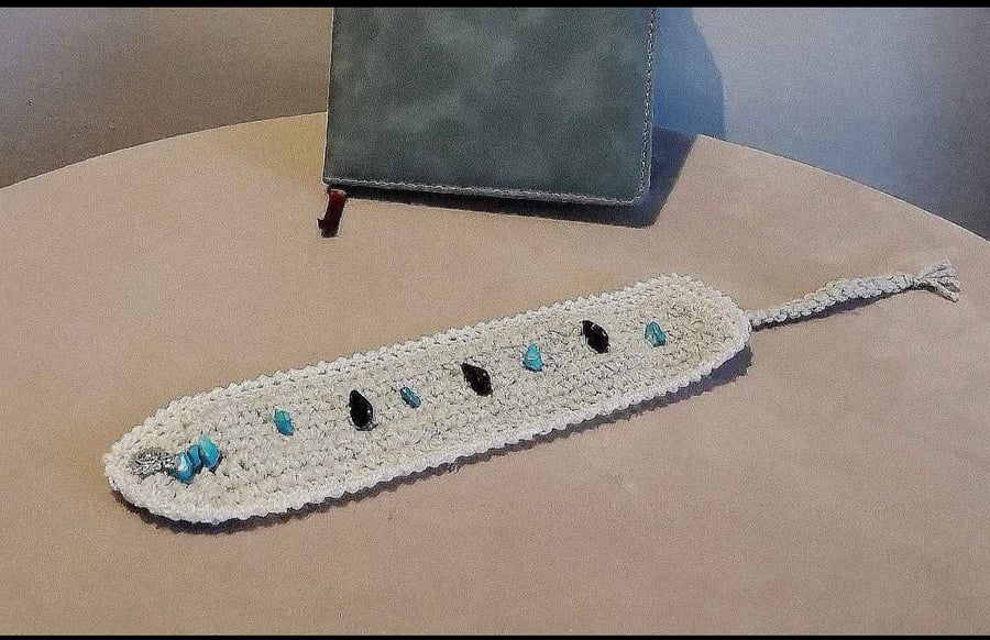 Crochet Bookmark with Stones