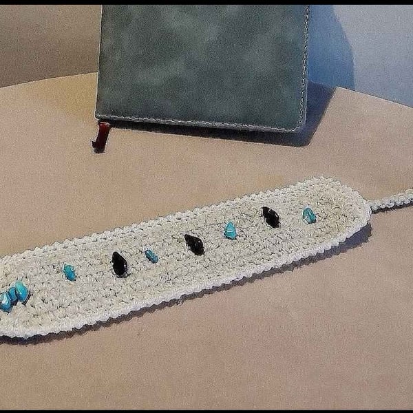 Crochet Bookmark with Stones