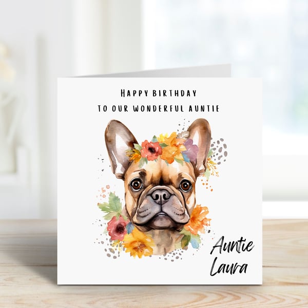 Personalised French Bulldog birthday card for Wife, Mum, Daughter, Grandaughter,