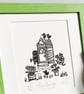 Tiny Garden Shed - lino cut print - Image 3