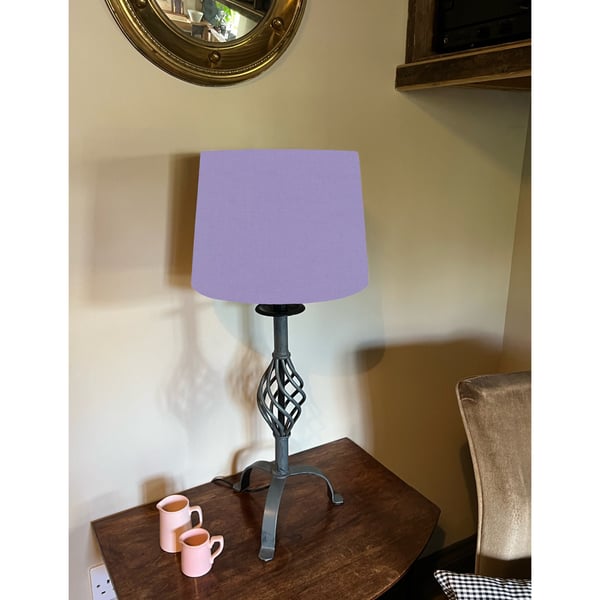 Lilac cotton french drum lampshade, empire lampshade, purple lilac cotton empire