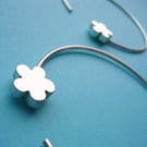 Sterling Silver Flower Hoop Earrings 