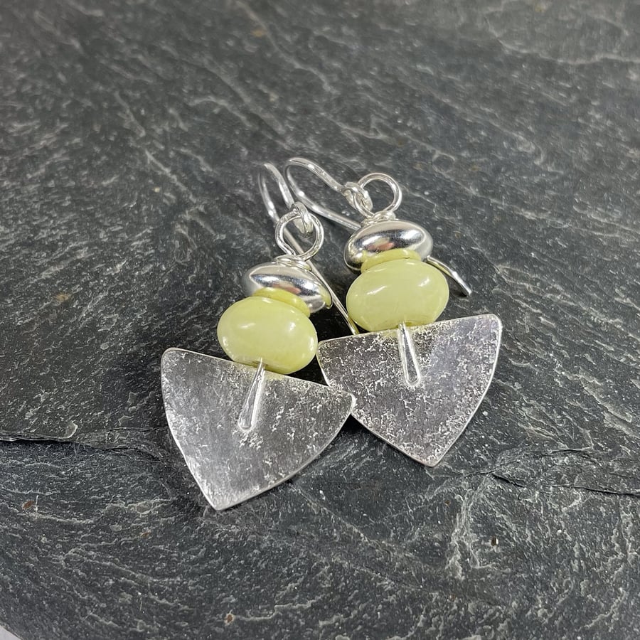 Sterling silver and jasper Shovel earrings