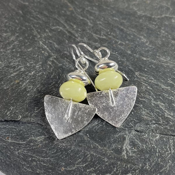 Sterling silver and jasper Shovel earrings