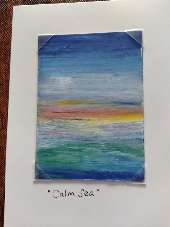 "Calm Sea" Original ACEO miniature oil pastel seascape