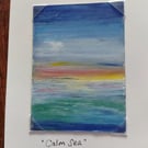 "Calm Sea" Original ACEO miniature oil pastel seascape
