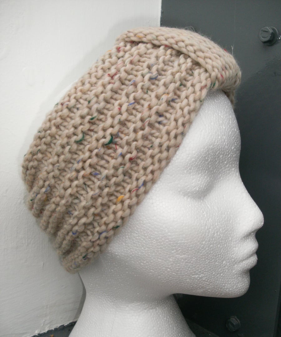 SPECIAL! Hand knitted Turban Style Headband- Coffee - Medium