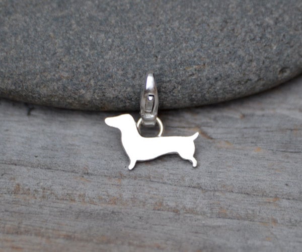 Dachshund Charm For Bracelet In Sterling Silver Folksy