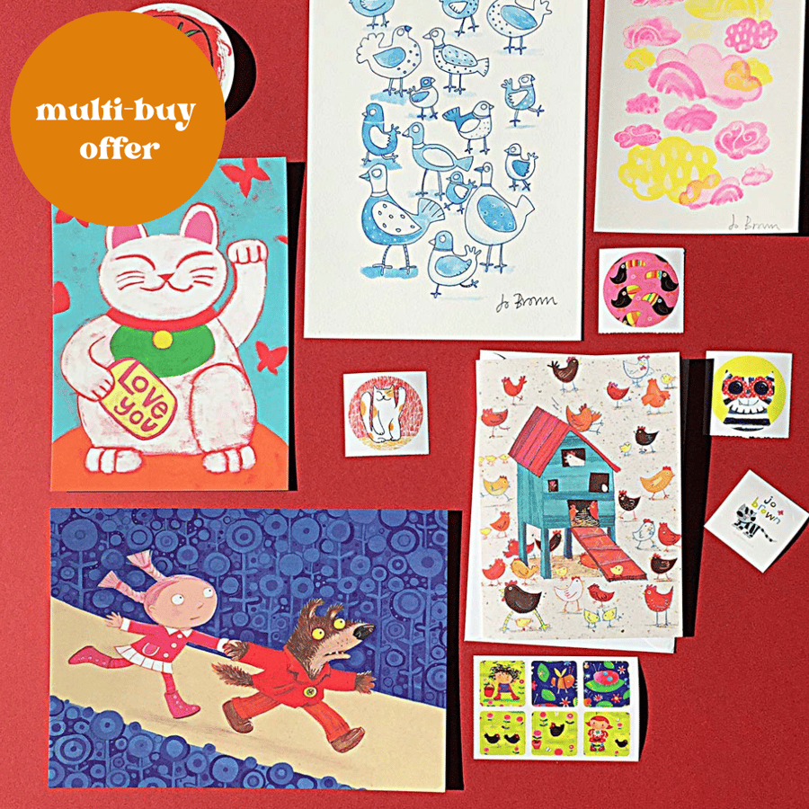 Fun art  prints and stationery gift box by Jo Brown  Mix A