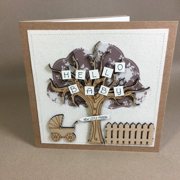 Hello Baby New Little Person Fabric New Baby card