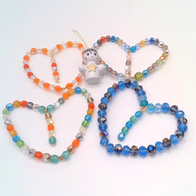 Glass Crystal Beaded Christmas Heart Sun Catcher, Valentine Heart Decoration