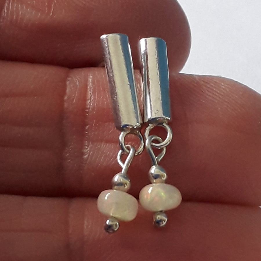 Opal stud earring sterling silver drop earrings october birthstone