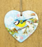 Bluetit with Cherry Blossom Heart - Keepsake Gift & Hanging Decoration - Image 2