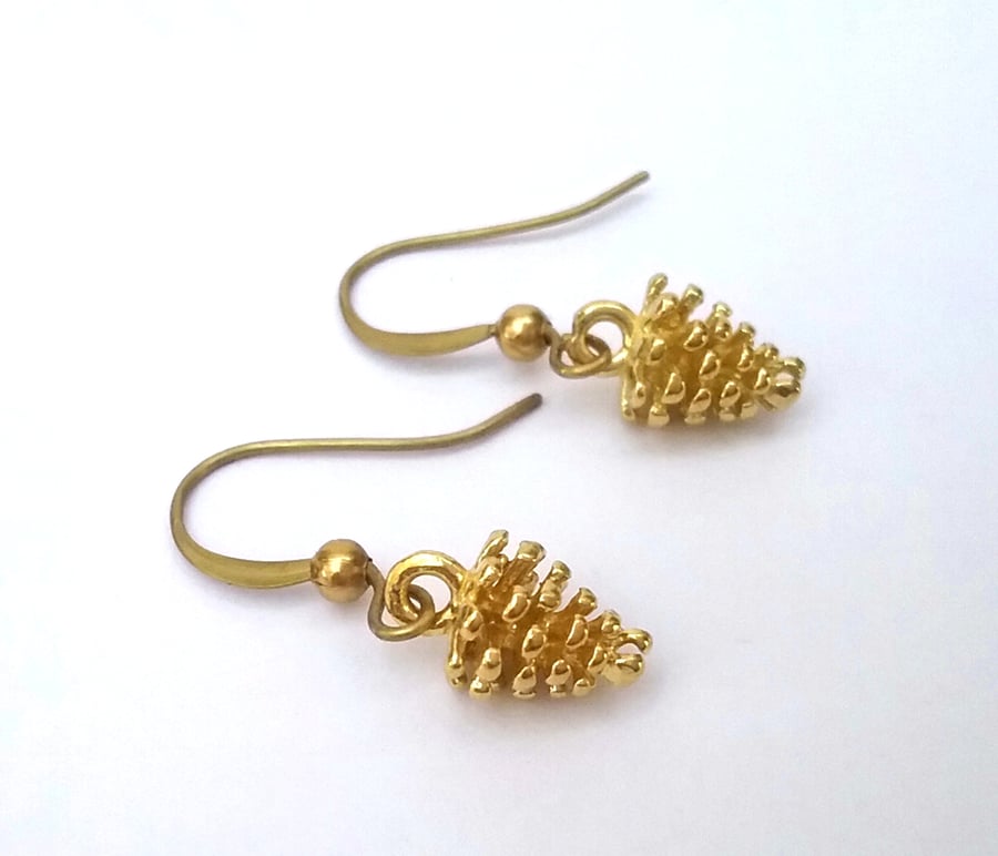 Tiny Pine Cone Earrings 