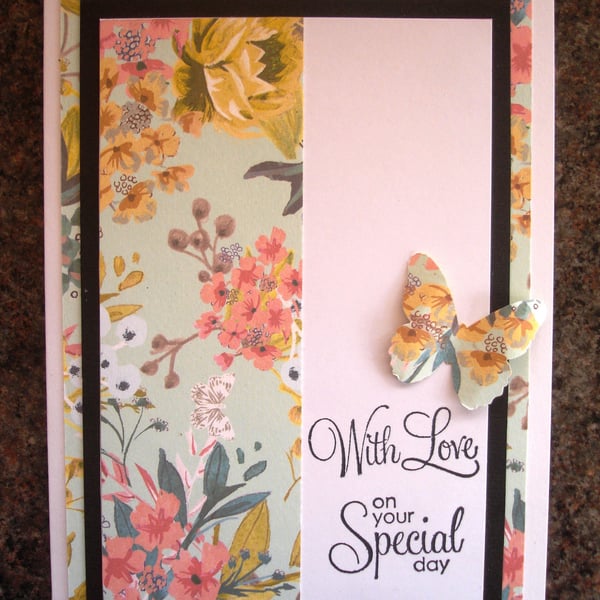 Handmade Special Day Floral Birthday Card