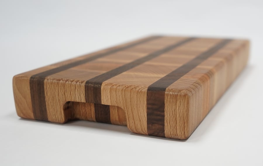 Handmade End Grain Chopping Board –Solid Walnut & Beech, Extra Thick and Durable