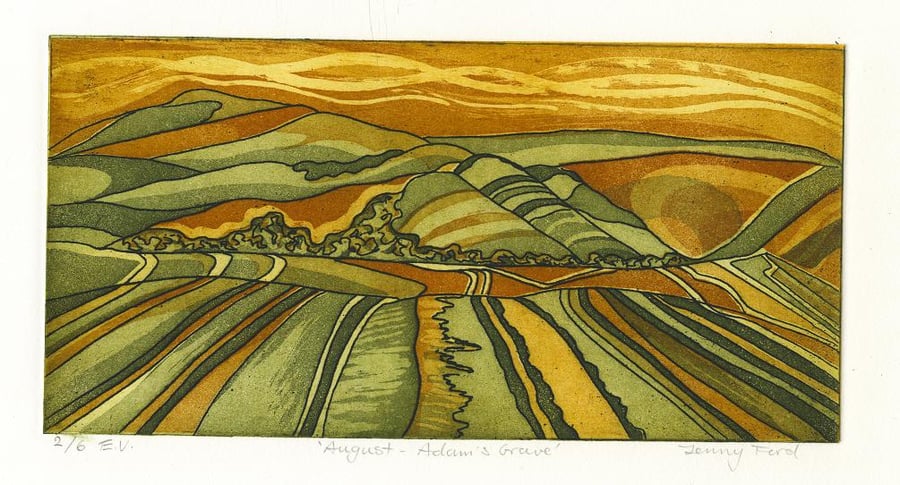 Landscape etching. Adam`s Grave.