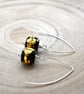 black and gold leaf lampwork glass earrings