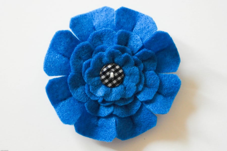 Blue flower brooch-Handmade felt flower brooch-Mother's day gift-Gift for her