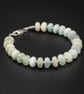 Natural Aquamarine sterling silver gemstone bracelet, Aquarius Pisces gift
