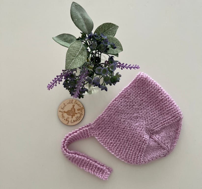 Made To Order Handknitted Darcy Baby Bonnet 6 sizes. Any colour.