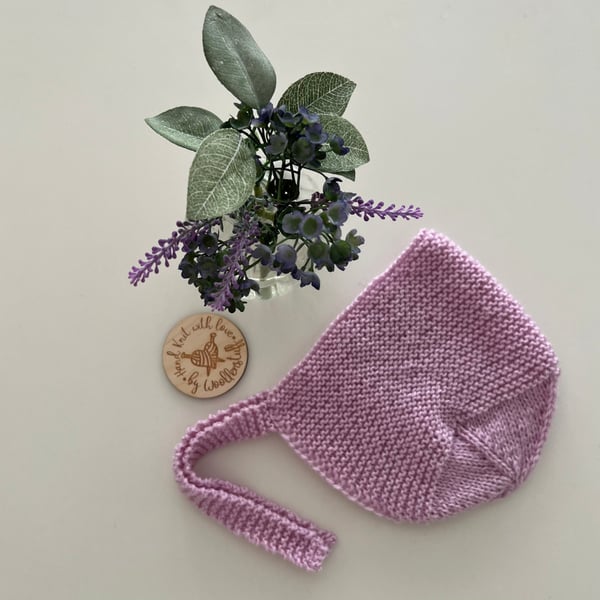 Made To Order Handknitted Darcy Baby Bonnet 6 sizes. Any colour.