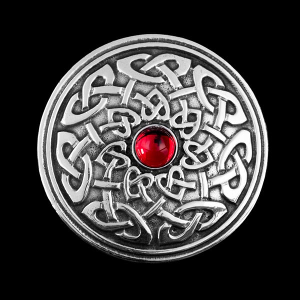 Celtic Interlace Ruby Pewter Brooch