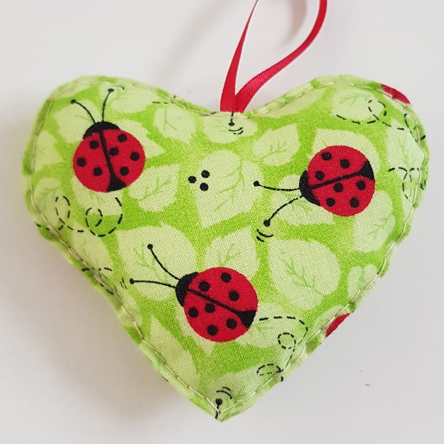 Little Ladybird Fabric Heart Decoration for Garden Lovers