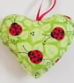 Little Ladybird Fabric Heart Decoration for Garden Lovers