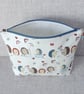 Large zipped pouch, project bag, cosmetic bag, hedgehogs - Image 7