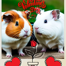 Guinea Pigs Happy Valentine's Day Card 