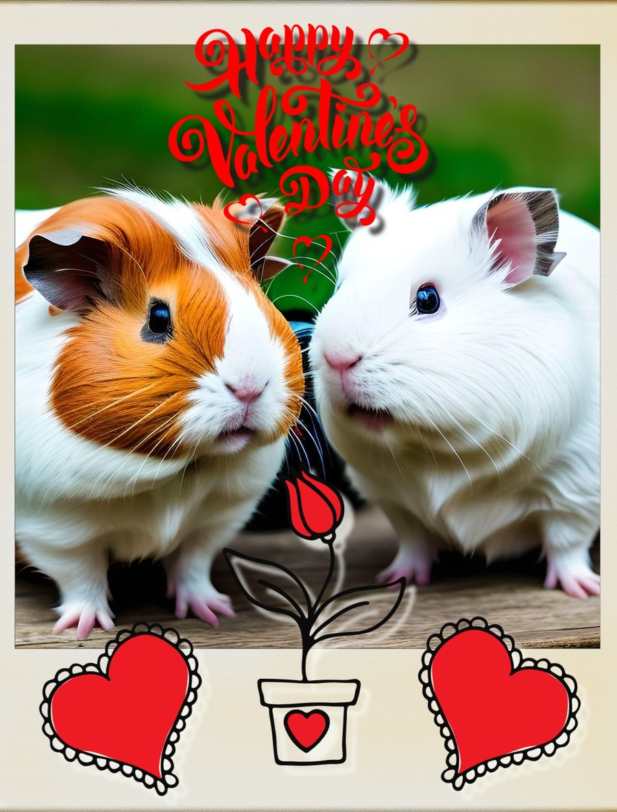 Guinea Pigs Happy Valentine's Day Card 