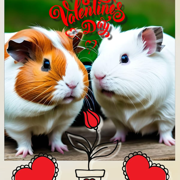 Guinea Pigs Happy Valentine's Day Card 
