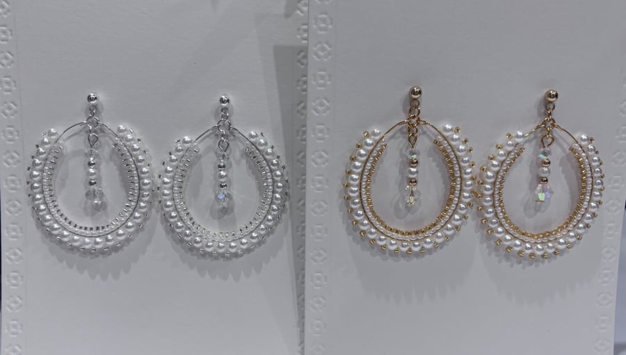Handmade Dangle Teardrop hoop earrings