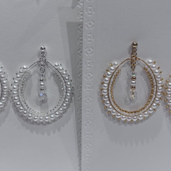 Handmade Dangle Teardrop hoop earrings