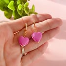 Pink Heart Macaron Earrings, Polymer Clay Food Jewelry, Cute Kawaii Gift for her