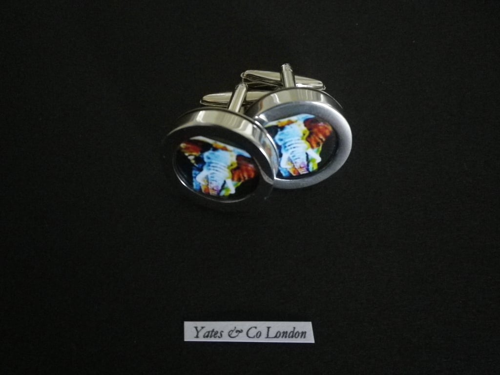 Wild Bull Elephant cufflinks free shipping, gift wrapped, dynamic image, Ref 123