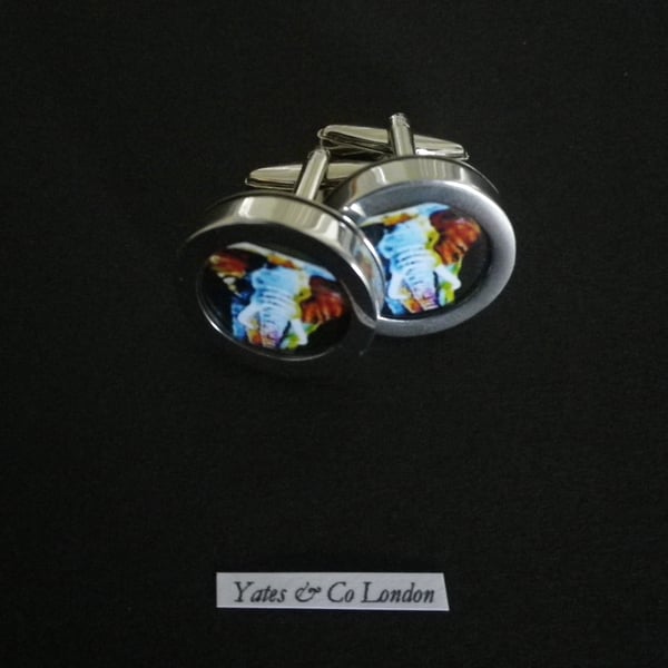 Wild Bull Elephant cufflinks free shipping, gift wrapped, dynamic image, Ref 123