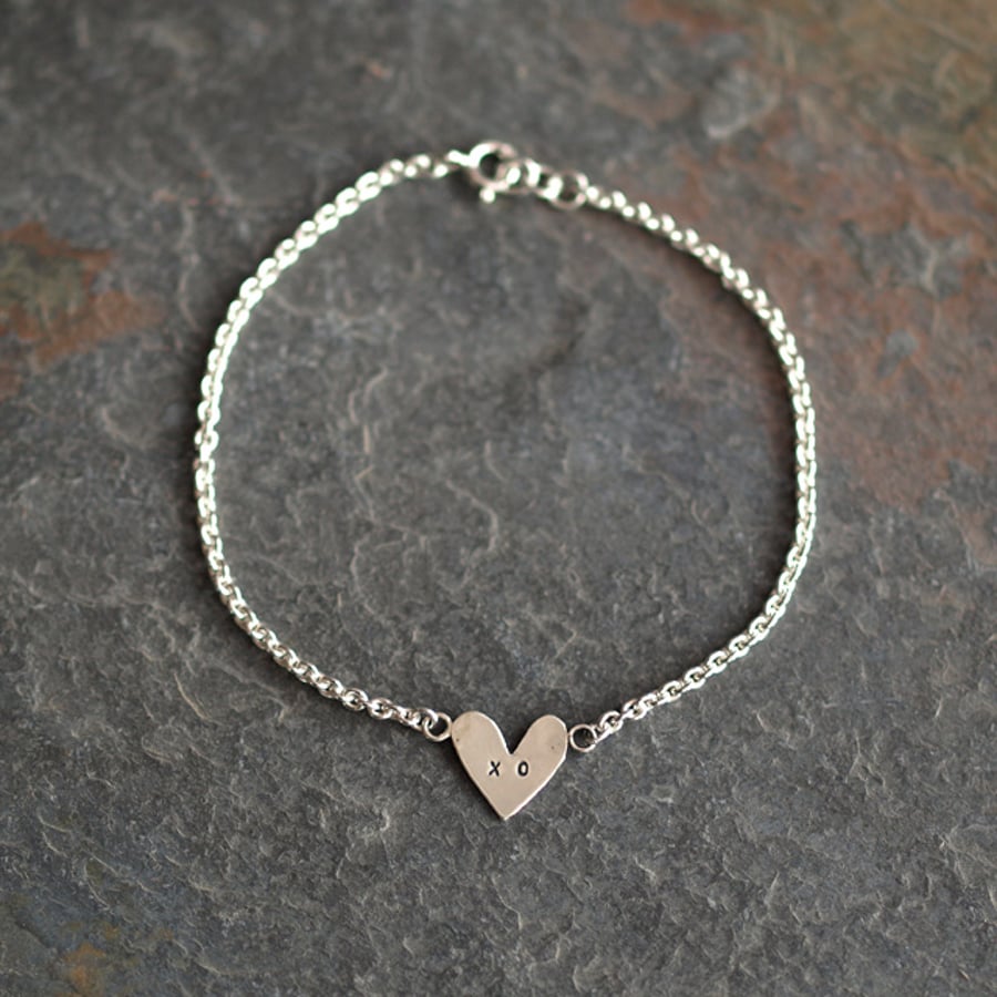 Personalised Initial Heart Bracelet - Handmade Sterling Silver Jewellery