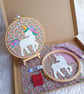 Unicorn Sewing craft kit - hand appliqued felt and embroidered hoop picture - Image 1