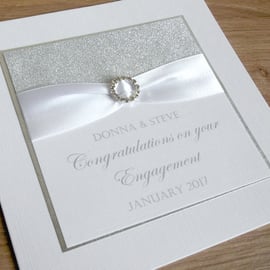 Handmade personalised engagement card with names and date